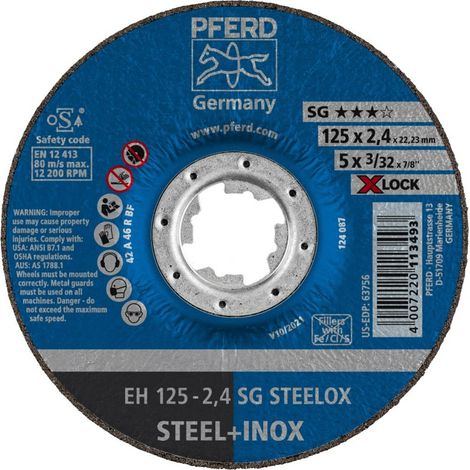 PFERD TOOLS Trennscheibe EH 125x2,4 mm X-LOCK gekröpft Leistungslinie SG STEELOX für Stahl/Edelstahl 25 Stk (1/5)