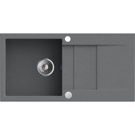 Granitspüle - Spülbecken - Küchenspüle - 86 x 43,5 cm - Moonlight Grey - Einbauspüle - Hochwertig, Kratzfest, Modern, mit Siphon, Cascada 40 (1/5)