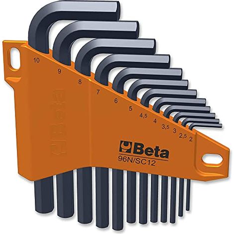 BETA 96N/SC12 Set Chiavi a Brugola Professionali con Supporto - 12 Pezzi, Esagonali Maschio Piegate Brunite - Misure 2-10 mm - Ideale per Casa e Lavoro - Certificazione ISO 9001 - Prodotto in Italia (1/4)