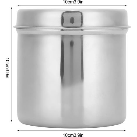 Récipient en acier inoxydable pour cotons, idéal rangement salle de bain ou cabinet médical, avec couvercle. (1/5)