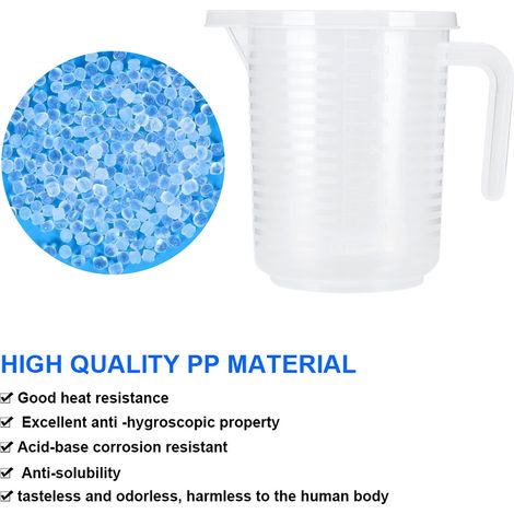 Gobelet doseur en plastique transparent 500ml/1000ml avec couvercle pour cuisine et pâtisserie