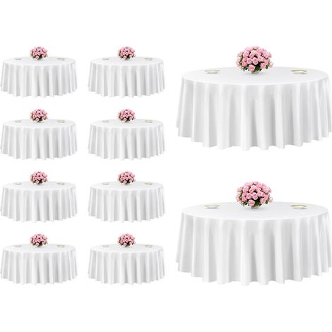 Nappe Ronde Blanche, 3048 mm, Couverture de Table en Polyester, Lot de 10, résistante aux Taches et aux Plis, Lavable en Machine, pour Salle à Manger, Mariage, fête, Banquet, événement Officiel (1/5)