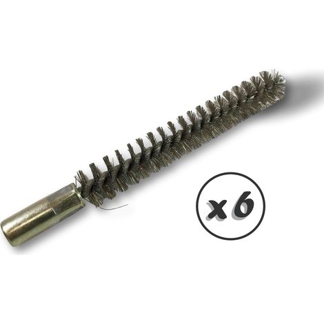 Ecouvillon ACIER Condenseur Lot de 6 Ø 12 mm Raccord laiton taraudé M6 femelle Torsade en acier galvanisé Brosse nettoyage paroi tube alésage Kibros 4TCA12x6 (1/5)