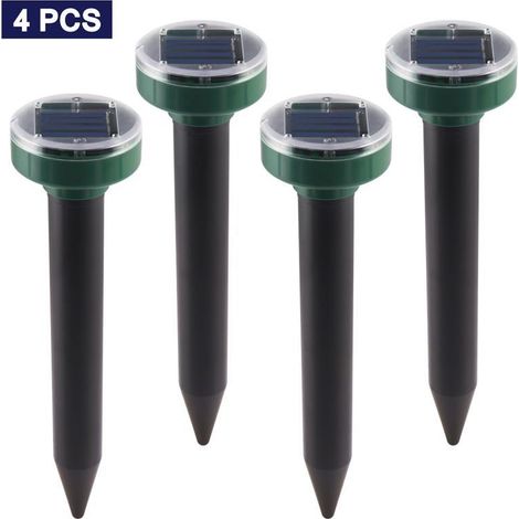 Répulsif Solaire Ultrasonique Contre Rongeurs - 4 Pièces - Portée 650 m² - Pour Jardin Ferme Pelouse Serre - ABS Solide (1/5)