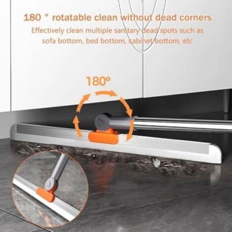 Raclette de douche avec long manche réglable 110 cm – Tête en silicone naturel 38 cm – Angle de rotation 180° pour nettoyage (1/5)