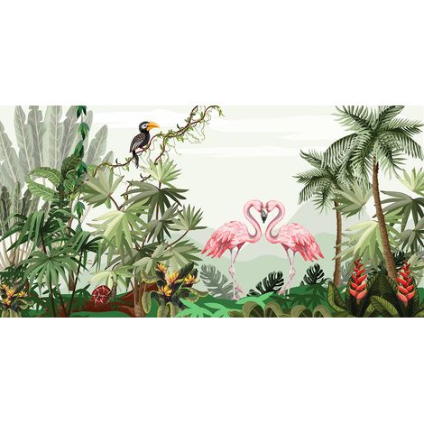 Papier peint panoramique - Jungle Oiseaux - 130 cm x 65 cm (1/2)
