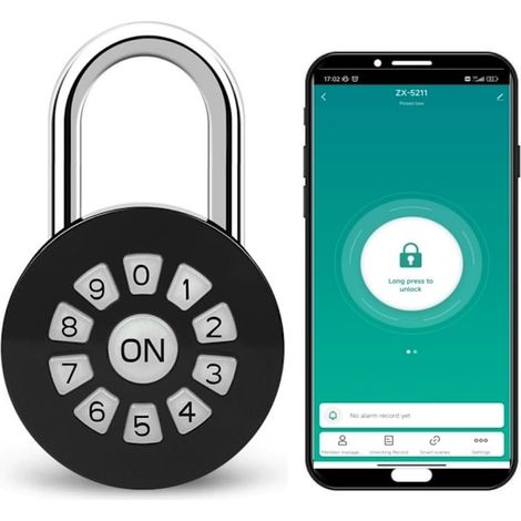Cadenas extérieur Bluetooth compact à code, rechargeable et contrôlé par application, résistant aux intempéries. (1/3)