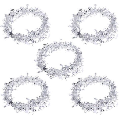 Guirlande d'étoiles de Noël argentées pour décoration de sapin (10 pièces) (1/5)