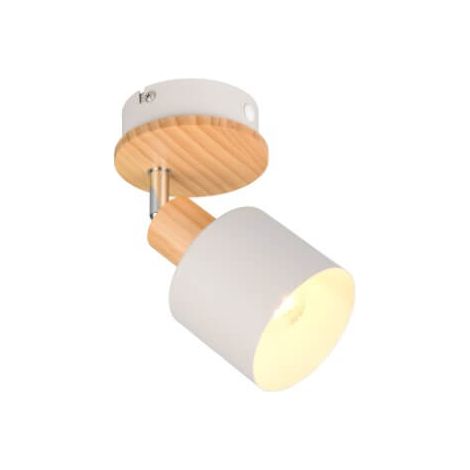 Spot de plafond scandinave gris rond avec détails bois 1xE14 10W (1/3)