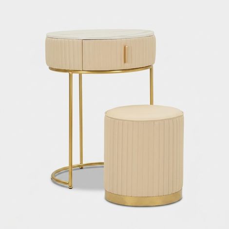 Toeletta con pouf contenitore rotonda da camera Pok (1/5)