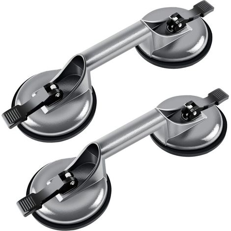 2 x Ventouse Double 100kg, Aluminium Ventouse de Manutention 120mm Ventouse de Manutention Double Capacité de Levage Maximum de 105 kg à Plat et de 85 kg (1/5)