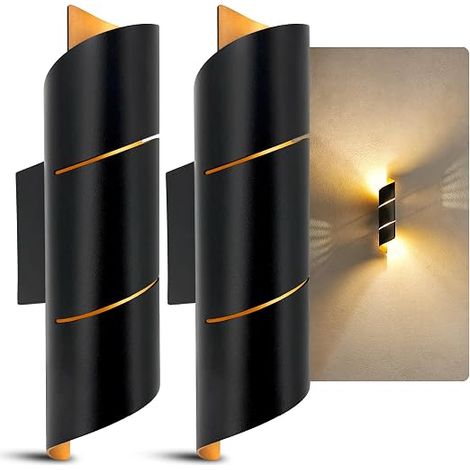 Round Black Gold Wall Lights  Up (1/5)