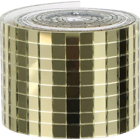 Mosaic Miroir Carré Auto-Adhésif - Verre Réel avec Bords Lisses - Pour Décoration Murale Plafond et DIY - 1464 Pièces par Rouleau (1/5)
