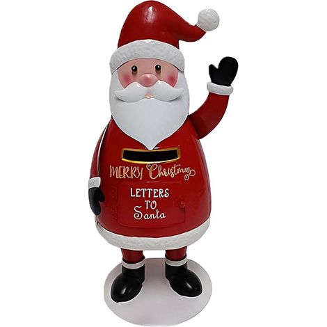 Decorazione Natalizia in Latta Rosso Regali Babbo Natale porta lettere Barba, Cappello Dettagli Realistici cassetta postale