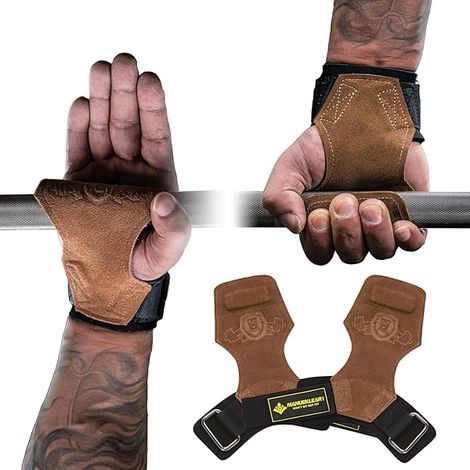 Lifting Straps - Cuir Vache Double Épaisseur - Pour Deadlift Pull-up Row - Boucle Poignet Rembourrée - Lot de 2 (1/5)