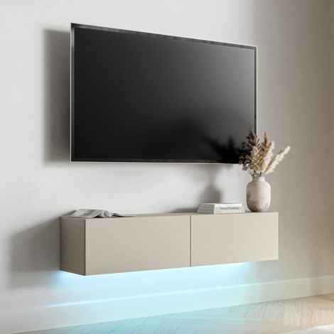 TV-Schrank Mocogno, ein Regal, 2 Türen, inkl. LED, 144x32x32h cm, Beige (1/4)