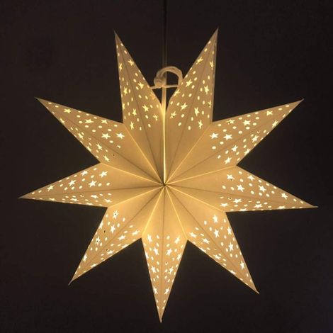 Lot de 1 lanternes en papier en forme d'étoile - Abat-jour en forme d'étoile de Noël - Décoration à suspendre pour Nouvel An et fête de mariage (1/5)