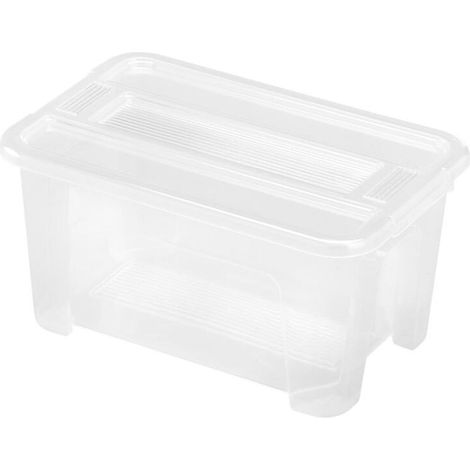 2 x TEX Box 4,5L 28x18x14cm Transparent Deckel Aufbewahrung Spielzeugkisten Klar (1/4)