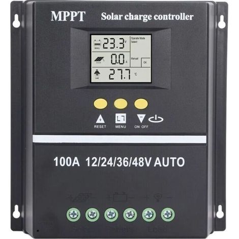 FENOPLASTICAContrôleur de Charge Solaire , Double Port USB, Écran LCD Rétroéclairé, Régulateur 12V/24V/36V/48V Auto-Adaptatif