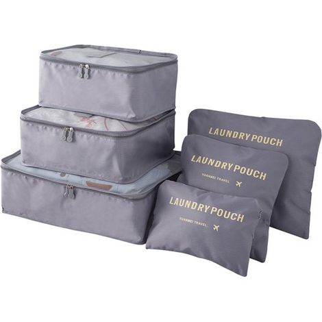 Set di 6 organizer multifunzionali per bagagli - Accessori da viaggio per valigie o borse da viaggio con scomparto per scarpe - Azzurro cielo (1/5)