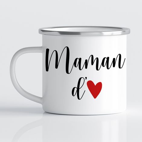 Tasse - Mug Émaillé - Maman d'amour - MUG BORD NOIR (300 ml) (1/3)