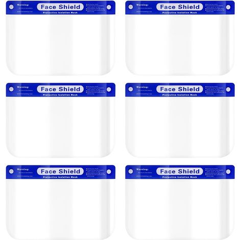 6 Pièces Visière de Protection de sécurité, visière résistante, Large, Ajustable, Transparente, Anti-buée et Anti-éclaboussures (1/5)