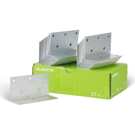 Alberts 847487 Équerre large, galvanisée Sendzimir, 60 x 40 x 115 mm, Set de 25 pièces