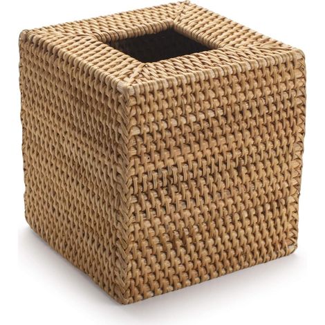 Boîte à mouchoirs carrée en rotin tressé naturel pour la maison, le bureau et la voiture (1/4)