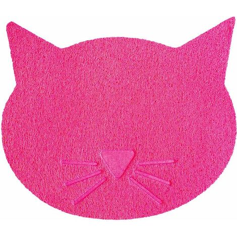 Rosa - Tappetino sottociotola o scendi lettiera in pvc impermeabile a forma di gatto