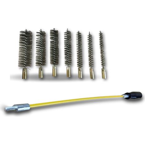 Ecouvillon Condenseur Assortiment 7 diamètres Ø 8-10-12-15-18-20-25 mm 4 matériaux au choix - Fil Acier - Assortiment 7 Ø différents / Avec tringle