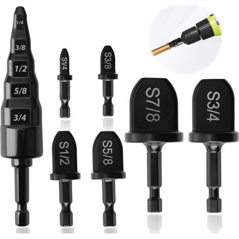 7-piece HVAC copper pipe ignition drilling tool set,  5-in-1 swaging tube repair kit,  air conditioning copper pipe expander ignition swaging drilling set (1/5)