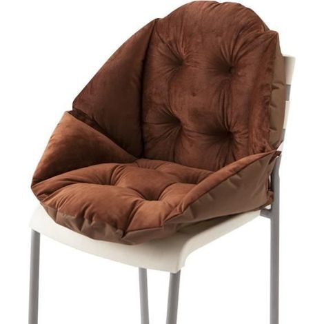 Coussin de Chaise avec Dossier siège Coquille Fauteuil Velours Douillet Elastique Impermeable, Cafe, 5545cm (1/4)