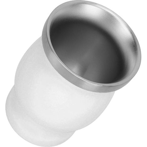 Tasse isotherme en forme de calebasse (230 ml) à double paroi en acier inoxydable avec cuillère, paille et goupillon. Idéale pour le thé, le café et le vin. (1/5)