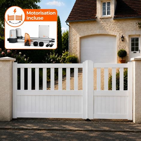 Portail battant électrique PVC blanc avec moteur Sentinel H 125 x L 250 ÉTRETAT (1/5)