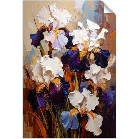 Selbstklebendes Poster – Wandsticker Irisblumen Imitation Ölfarbe 60x90 cm