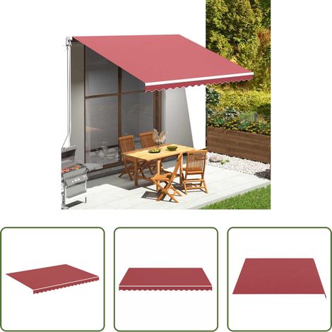 Parasol de jardin - Tissu de remplacement pour auvent Bordeaux rouge 4x3 m (1/5)