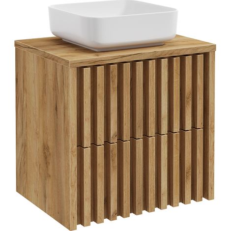 Waschbeckenunterschrank 60 cm Eiche DESIO-107 mit Aufsatzwaschbecken (1/5)