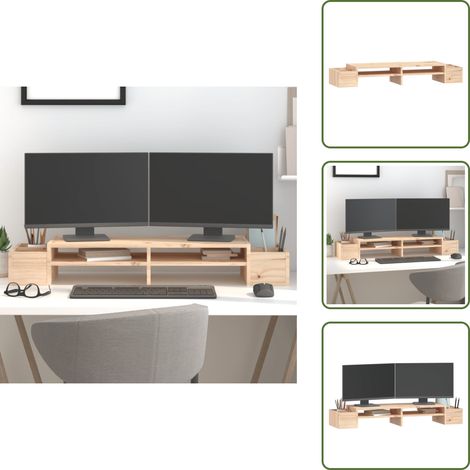 Support écran minimaliste - vidaXL Support pour moniteur 100x27,5x15 cm Bois de pin solide - Bois de pin massif (1/5)