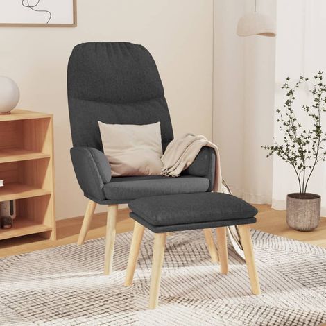 Chaise avec tabouret Chaise de relaxation Gris foncé Tissu Chaise de salon 45511 (1/5)