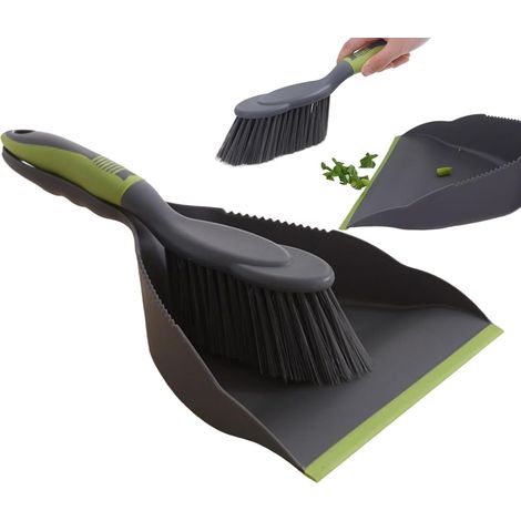2-delige 32,5 cm Kleine Veger en Stofschop, Compact Licht Huiselijke Schoonmaakset voor Keukenwerkbladen en Vloervuil (1/5)