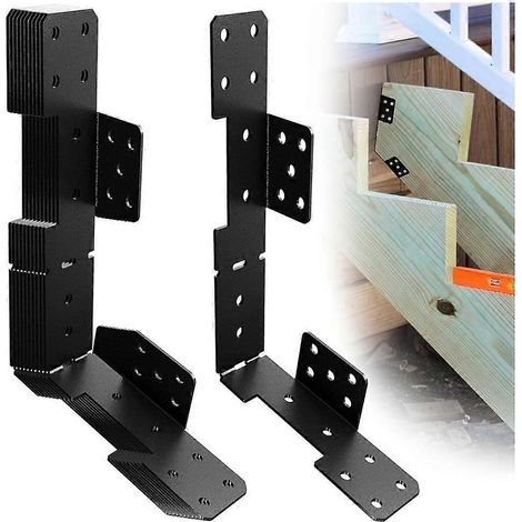 Support de suspension pour limon d'escalier noir, support de suspension réglable pour limon d'escalier, supports pour escalier de terrasse, connecteur de limon d'escalier idéal (1/5)