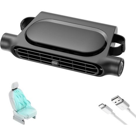 Mini ventilateur de siège auto – Rechargeable – 3 vitesses – Sans pales – Noir – Pour voiture et camping-car (1/5)