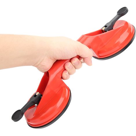 Raclette à double tête en plastique rouge pour le retrait des carreaux et des sols, 11,5 cm (1/5)
