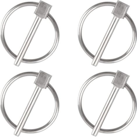 Pasador de seguridad, 4 piezas de 3 mm de diámetro, pasador de seguridad redondo de acero inoxidable, pasador de bloqueo de remolque, pasador de seguridad para pista, granja, césped (1/5)