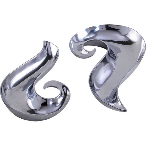 HOMESCAPES Set of Two Beautiful Swirls Decorative Aluminium Bowl / Dish