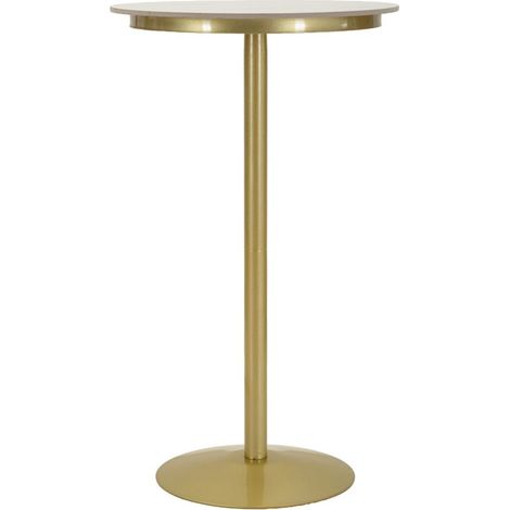 Tavolino bar alto Simply con struttura in metallo oro e piano bianco (1/5)