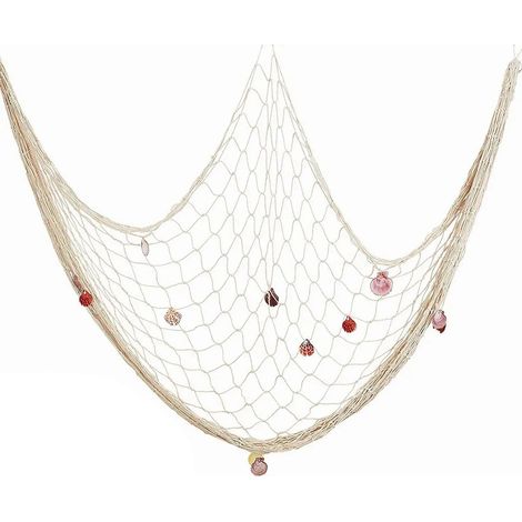 Filet de pêche décoratif nautique en coton tissé à la main, style méditerranéen, accessoire photo pour fêtes et maison. (1/5)