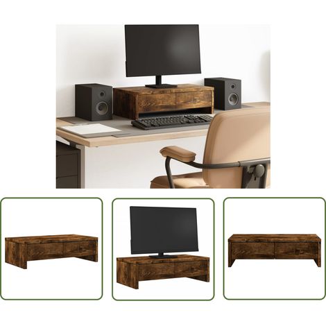 vidaXL Monitorständer mit Schubladen Räuchereiche 50x27x15 cm (1/5)