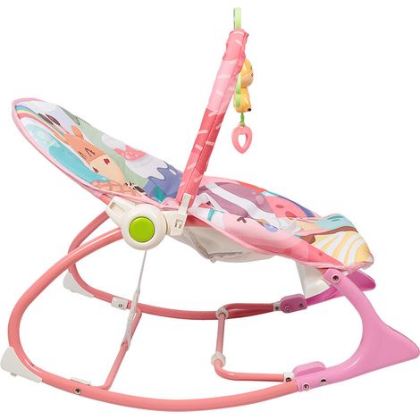 Transat Balancelle Bébé Chaise Berceuse pour Bébé,avec Ceinture de Sécurite avec Jouets Educatif Giraffe Dossier Réglage 806043cm ROSE (1/5)