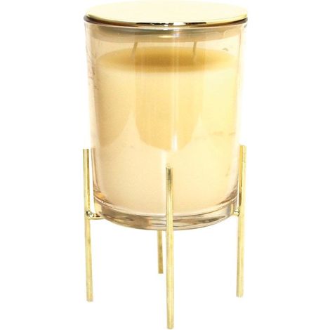 Bougie Parfumée à la Vanille avec Support en Métal Doré et Verre 10 x 10 x 17,5 cm - PANGIVO (1/4)